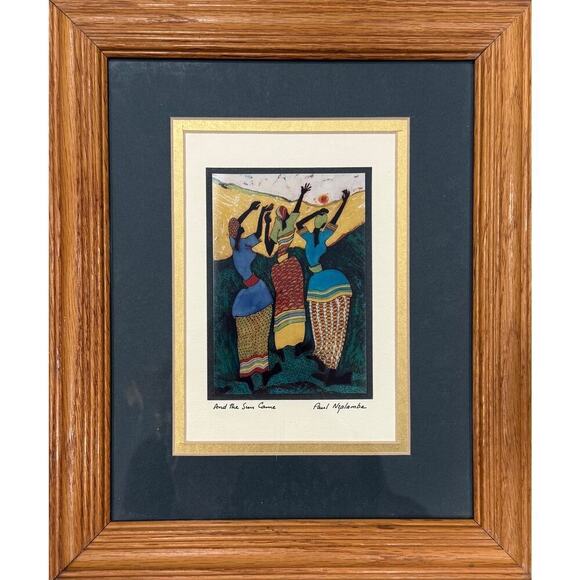 unknown Other - Artist Paul Nzalamba "And the Sun Came" Signed Archival Print Batik Artwork